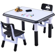 Kids Table & Chairs Set 2 Chairs, Height Adjustable Toddler Table and Chair Set for Kids Ages 3-8 with Graffiti Desktop, Learning & Art Activity Desk for Classroom, Home, Daycare