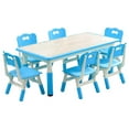 Kids Table and Chairs Set,Height Adjustable Desk With 6 Seats for Ages