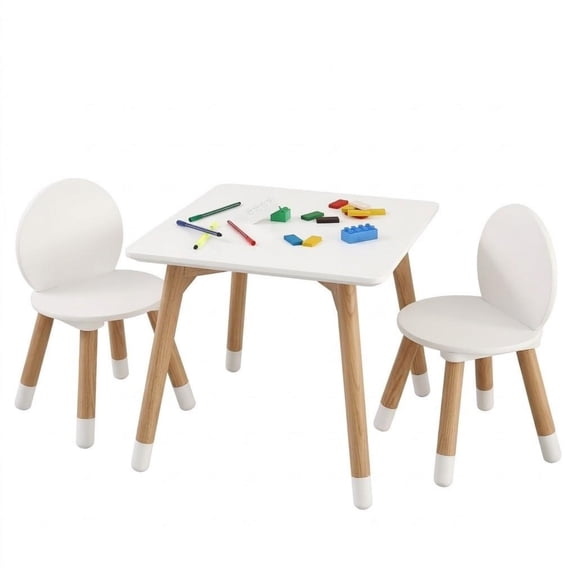 Kids Table and 2 Chairs Set, Toddler Activity Table & Chair Set for Art, Craft, Reading, Learning, 1 Table & 2 Chairs