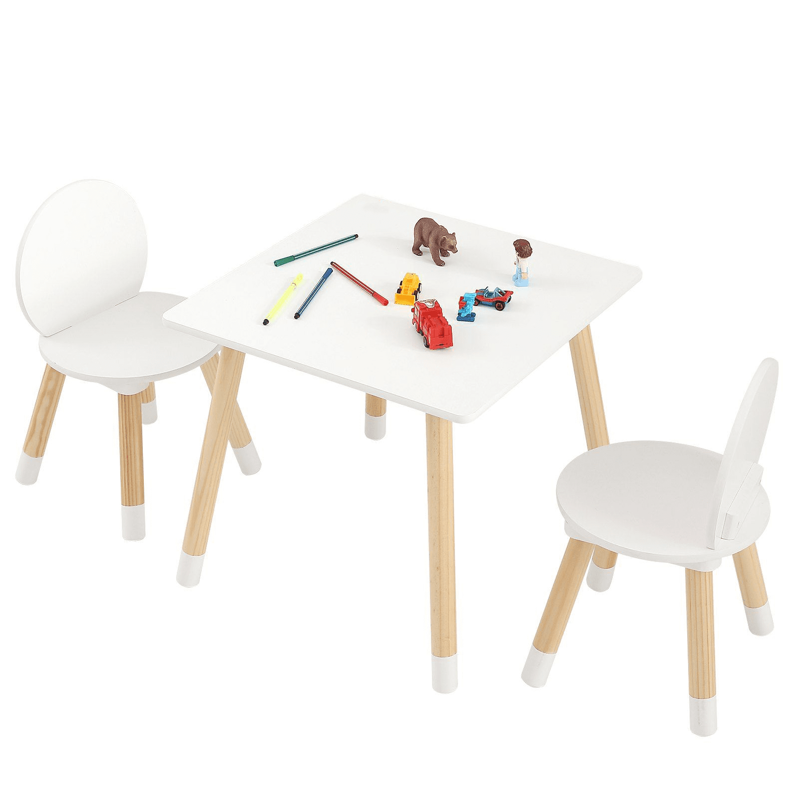 Kids Table and 2 Chairs Set, Toddler Table and Chair Set, Children Multi-Activity Table for Art, Craft, Reading, Learning, 1 Table and 2 Chairs