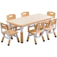 thumbnail image 1 of Kids Table and 6 Chairs Set, Height Adjustable Toddler Table and Chair Set for Ages 2-10, Children Multi-Activity Table, 1 of 7