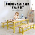 Timer Structure Design Kids Table and Bench Set, Toddler Activity Table and 2 Benches, Solid ...