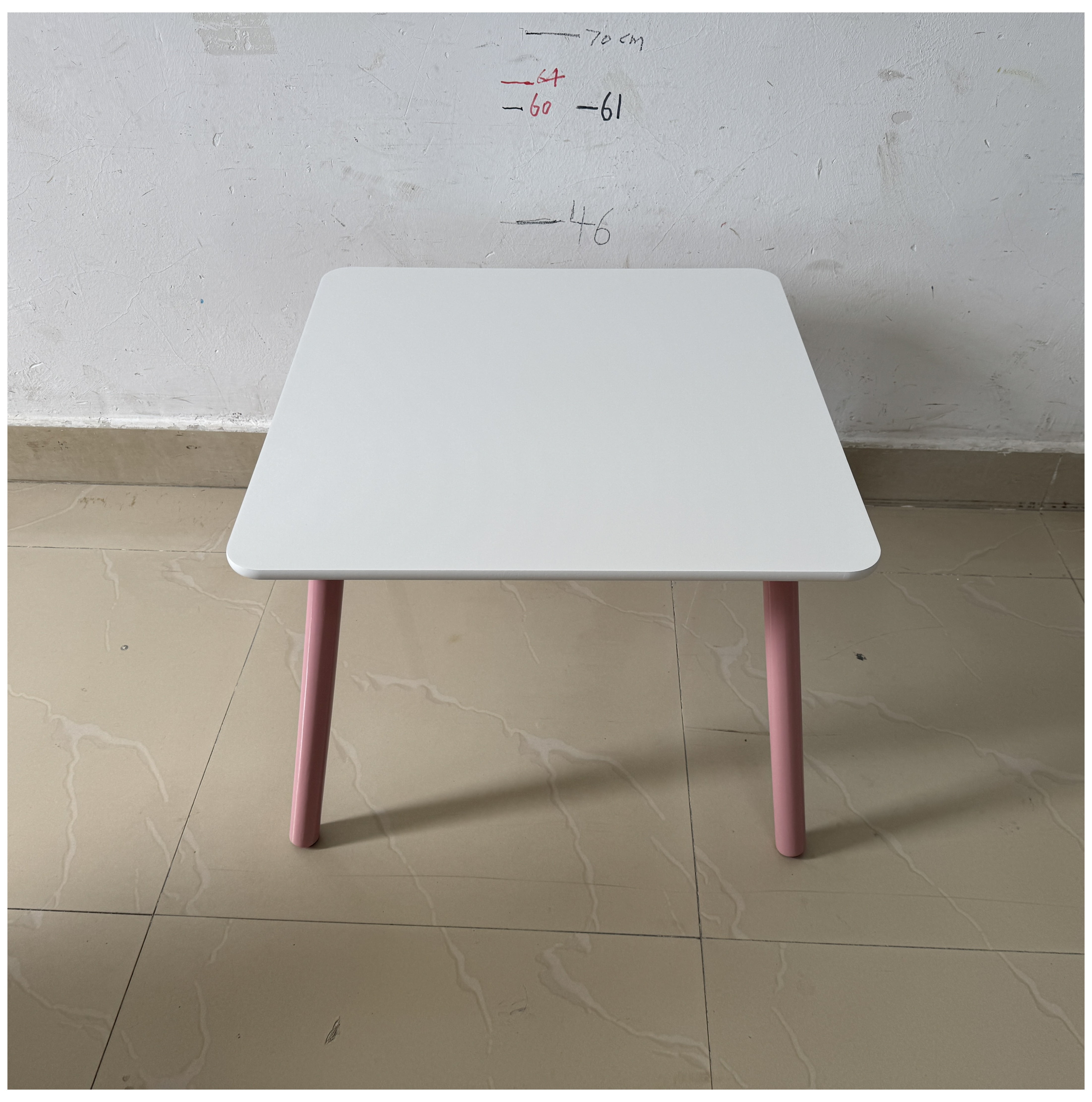 Kids Table and Chair Set, 3-Piece Wooden Toddler Desk with Animal Backrest, Activity Table for Drawing, Learning,Playroom or Nursery(Pink&White)