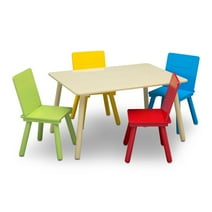 Kids' Table and Chair Set 4 Chairs Included- Natural/Primary