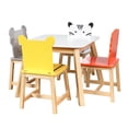 thumbnail image 1 of Kids Table and Chairs, 5 Pieces Kiddy Table and Chair Set Cartoon Animals Wood Table Chair Set, Multi-color, 1 of 6