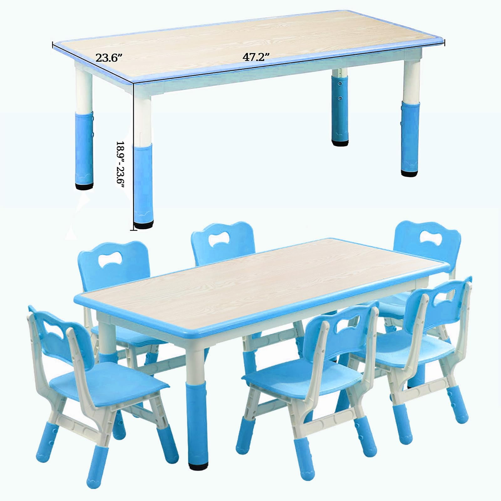 Kids Table and Chairs Set, Graffiti Desktop Plastic Children Art Table ...