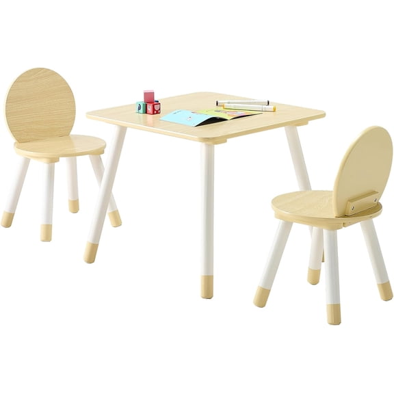 Kids Table and Chairs, Toddler Table and Chair Set, Children Wooden Multi-Activity Table for Play, Art, Craft, Reading, Learning, Eating