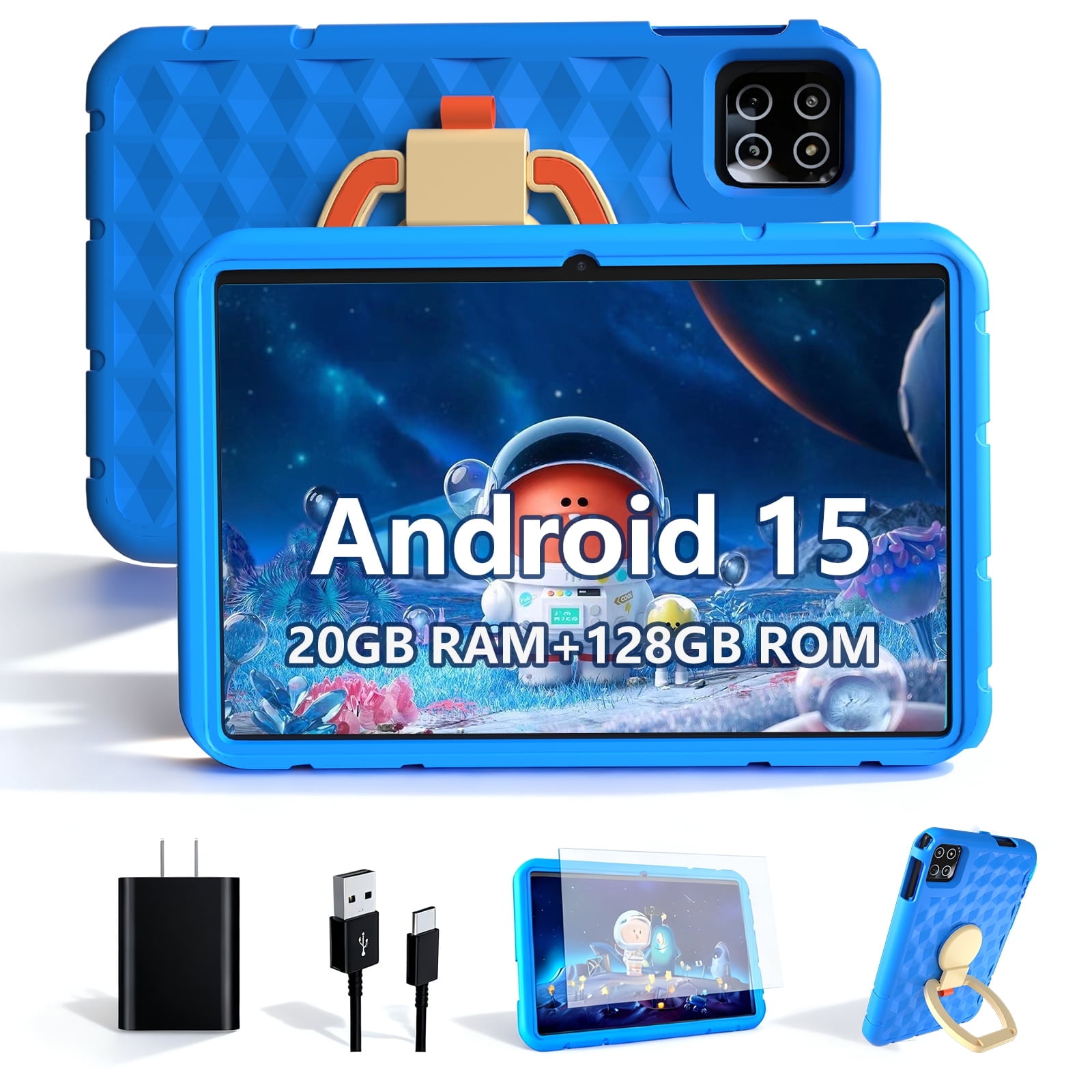 Kids Tablet 10.1 inch Android 15 Octa-Core Tablets with Drop-proof
