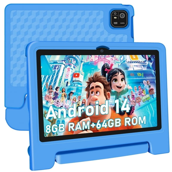 Kids Tablet, 10.1 inch Tablet for Kids IPS HD Screen RAM 4GB 64GB Storage, J10 Pro Toddler Tablet with Protective case - Blue