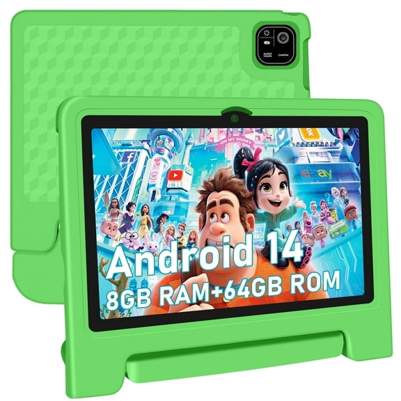 Kids Tablet, 10.1 inch Tablet for Kids IPS HD Screen RAM 8GB 64GB Storage, J10 Pro Toddler Tablet with Protective case - Green