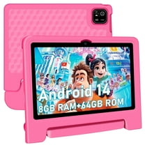 Kids Tablet, 10.1 inch Tablet for Kids IPS HD Screen RAM 8GB 64GB Storage, J10 Pro Toddler Tablet with Protective case - Pink
