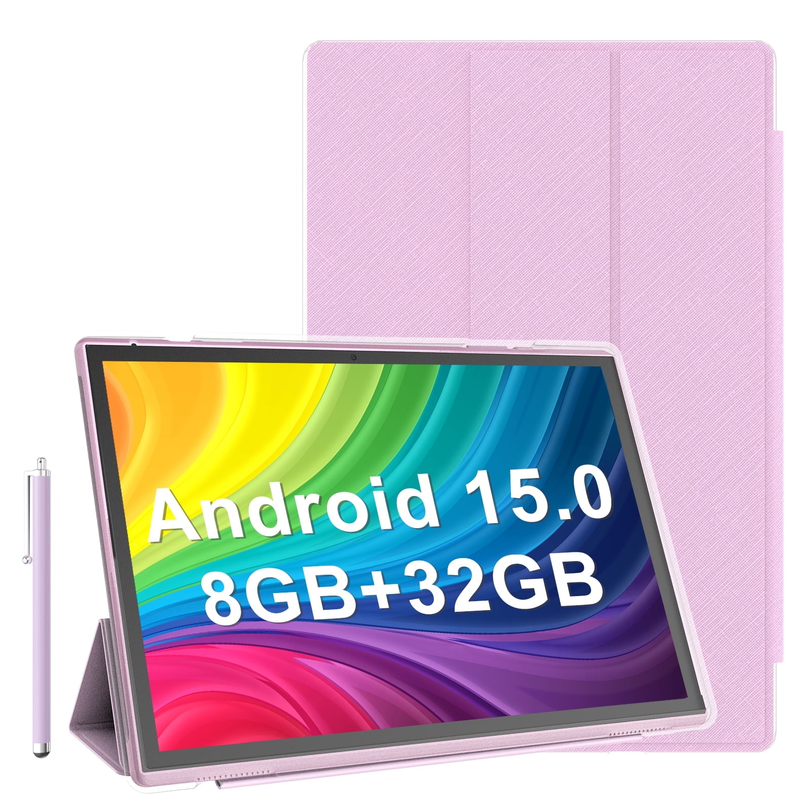 10 Inch Tablet Android 15 Tablets With Case Stylus 8GB (3+5 expansion) RAM+32GB ROM Support 1024GB Expand, 6000mah Battery 10 IN Android Tableta, 2MP+8MP Dual Camera WiFi-6 BT5.0， 10.1'' IPS HD Touch