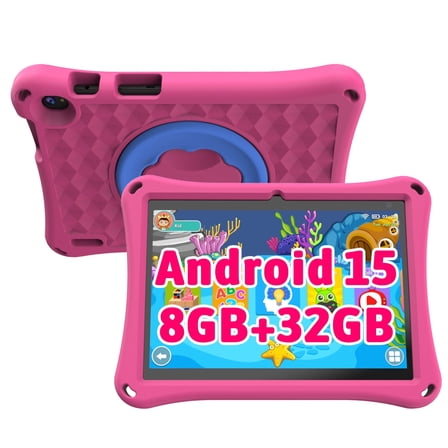 Kids Tablet, 10 inch Android Tablet for Kids, Toddler Tablet with Case, Parental Control, 6000mAh, Quad Core Processor, 2GB RAM 32GB ROM, HD Touch Screen Tablets, Pink