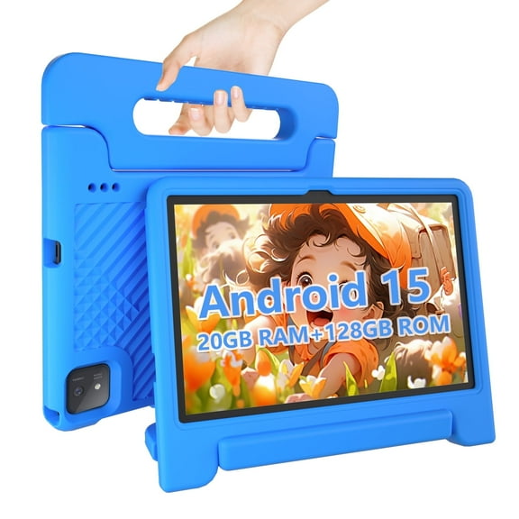 Kids Tablet 11 inch Android 15 20GB + 128GB Octa-Core 8000mAh Todder Tablet with Drop-Proof Case, Parental Control, WiFi 6 and Bluetooth, Blue