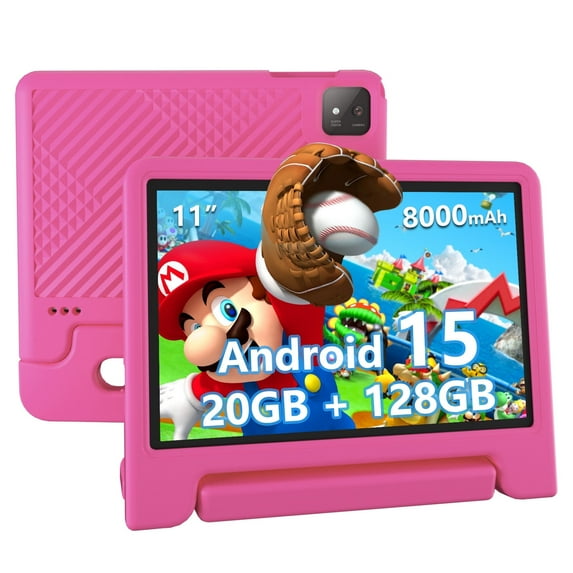 Kids Tablet 11 inch Android 15, 20GB RAM+128GB ROM Toddler Tablet for Children Teen, 2.4G & 5G WiFi, Dual Camera, 11" IPS HD Screen Family Link Parent Control, 2-Year Warranty