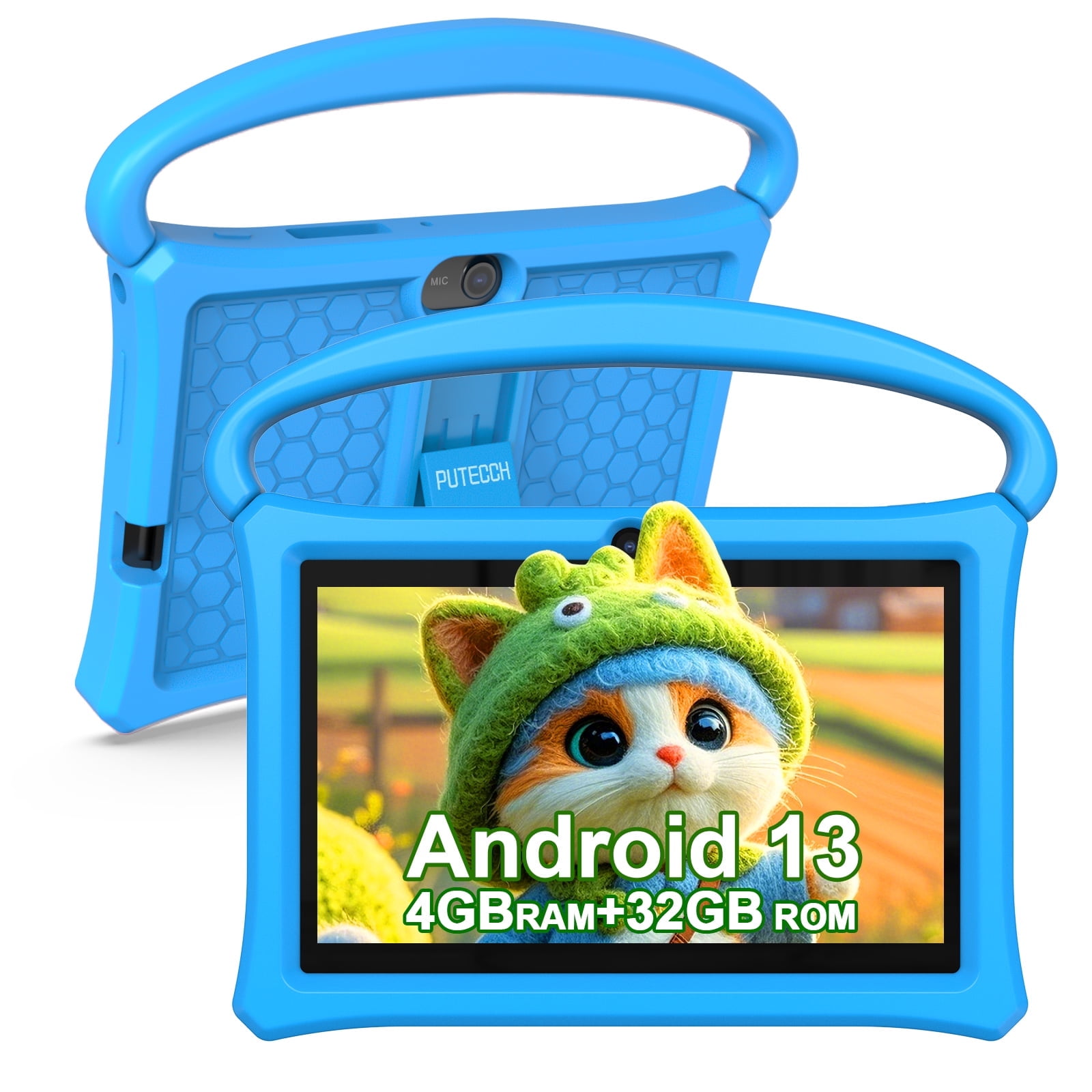 Kids Tablet, 7 inch Tablet for Kids, Educational Learning Toddler Tablet Android 13, 4GB RAM+32GB ROM Storage, Google Play, YouTube (Blue)