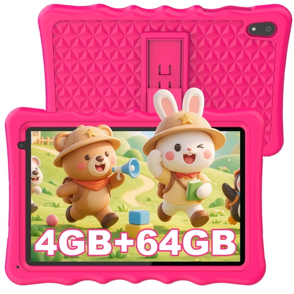 BYYBUO A70W 10.1 in Kids Parental Controls Tablet, 64GB, Android 13, Wi-Fi Bluetooth, Pink