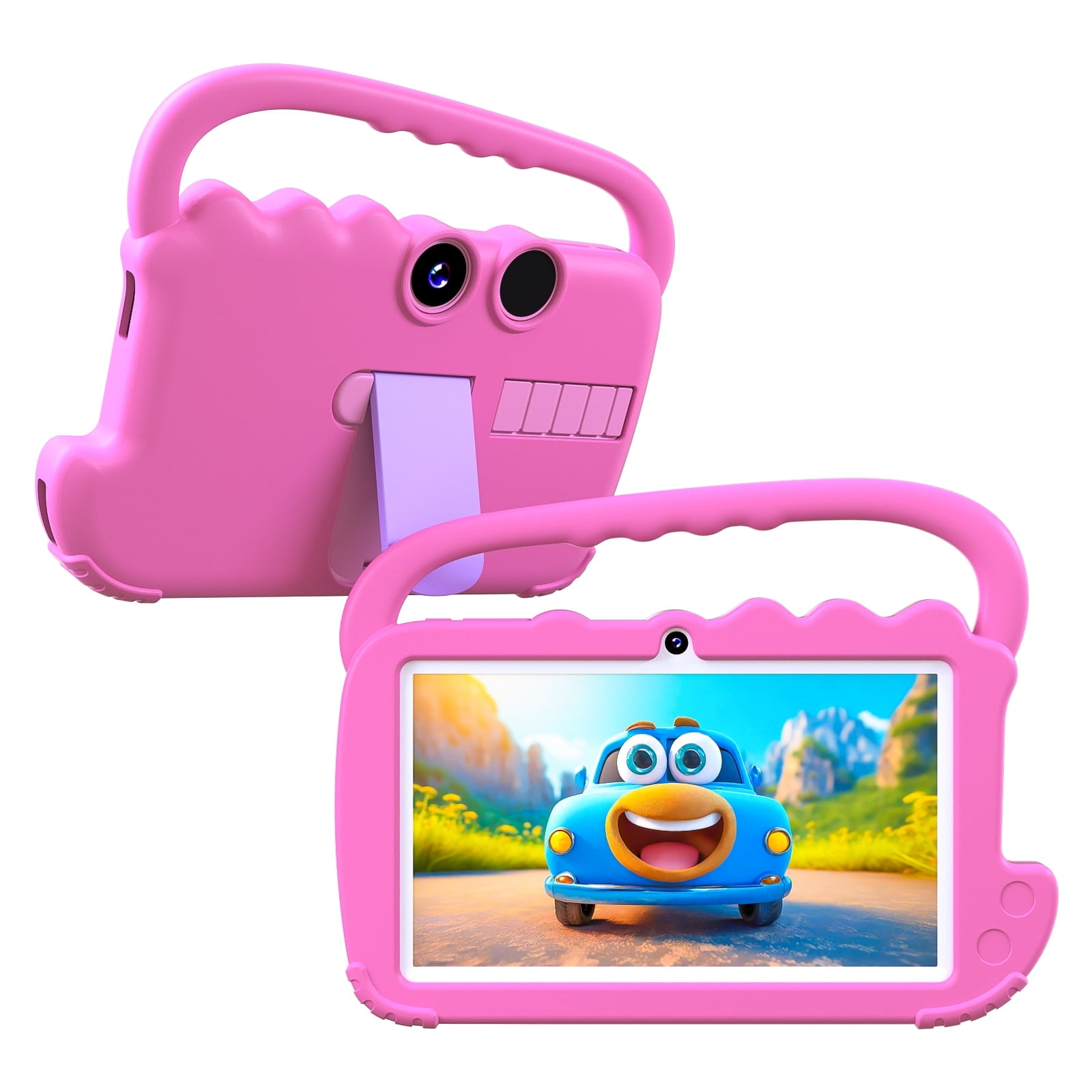 Kids Tablet 7 inch Android 12 Tablet for Kids, 4GB RAM 32GB ROM Quad Core Toddler Tablet with Shockproof Case, Parental Control, WiFi, BT, 3000mAh Battery, Dual Camera, Educational, Games, Pink