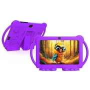 Kids Tablet, 7 inch Android 12 Tablet for Kids, 4GB RAM 32GB ROM 1TB Expand, Toddler Tablet with Parental Control, IPS Screen, Dual Camera, Educational, Games, Shockproof Case, Purple