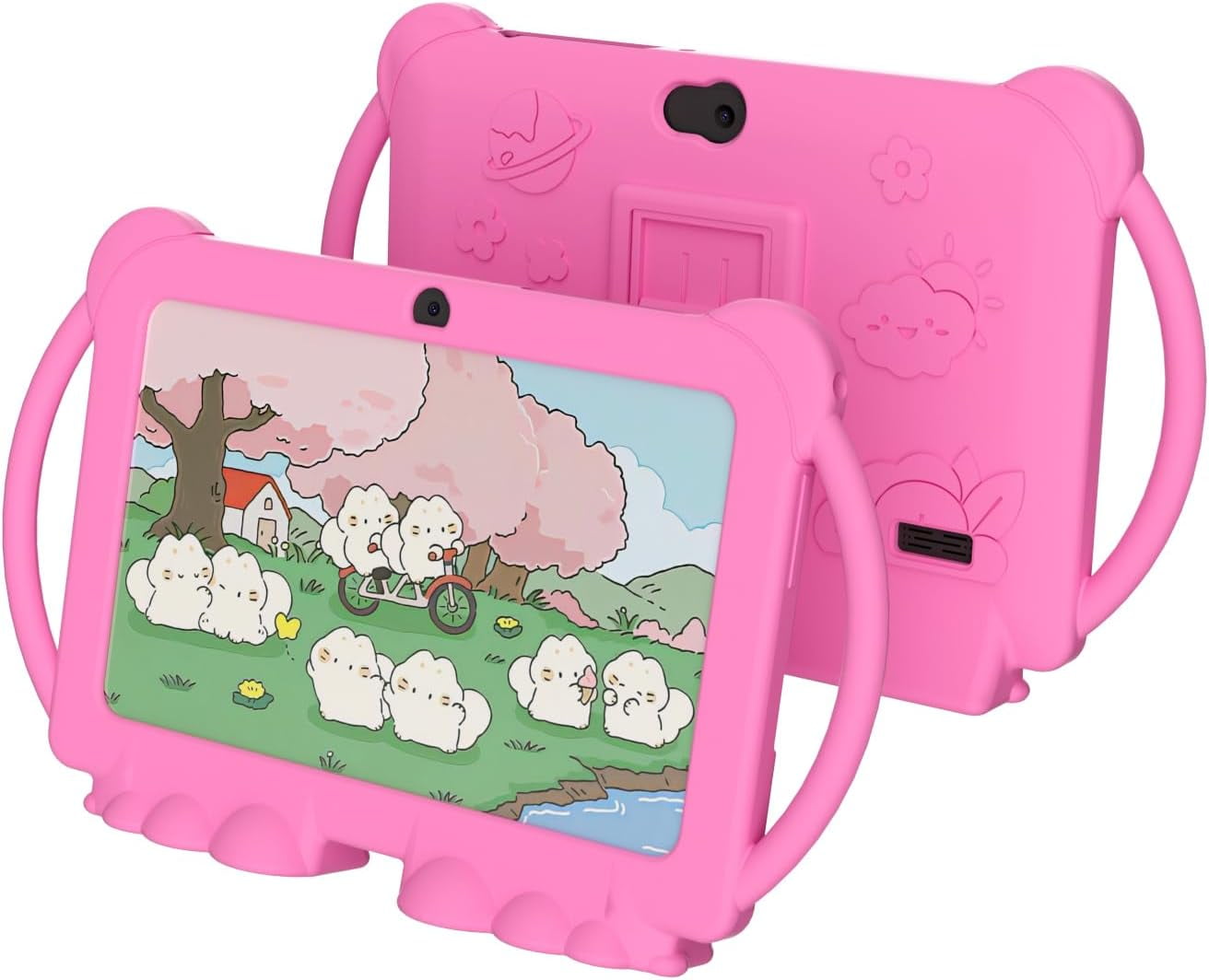 Kids Tablet 7 inch, Android 12 Tablet for Kids, 4GB RAM 32GB ROM, 512GB Expandsion, with Parental Control, Google Certified Toddler Tablet, WiFi, Bluetooth, Dual Camera with Silicone Case