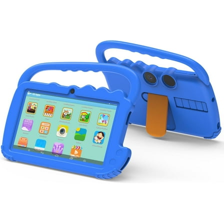 Kids Tablet 7 inch, Android Tablet for Kids, 4GB RAM 32GB ROM Toddler Tablet, Quad-core Processor, 1024*600 IPS Screen, Parental Control, Dual Camera Shockproof Case for Educational Games, Blue