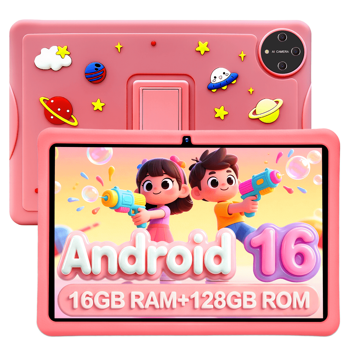 Kids Tablet, 10 inch Android Tablet for Kids, 16GB+128GB Quad-Core Toddler Tablets with Shockproof Case, BT5.0, WiFi 5, Parental Control, Games, Dual Camera