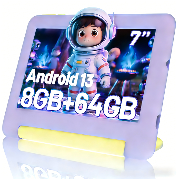 AEEZO 7 Inch Kids Learning Tablet, 8GB RAM 64GB, Educational Tablet for Kids Ages 3-10, Purple