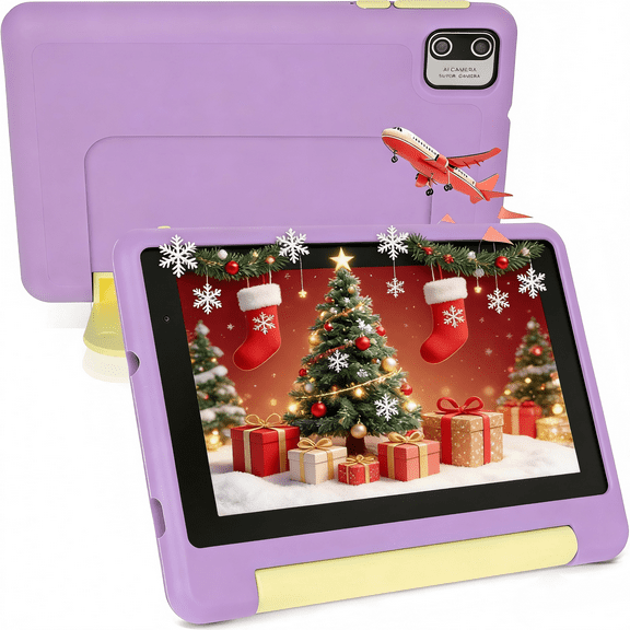 7inch Kids Tablet Android 13, 8GB RAM 64GB ROM,Parental Control Dual Camera with Shockproof Case,2500Mah & Kids Software Pre-Installed,Purple