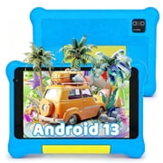 Kids Tablet 7 inch, Android 13 allwinner Go Quad Core, 5GB(2+3) RAM + 32GB ROM, 128GB Expansion, HD Display, Wi-Fi, Children Tablet with Parent Control - Blue