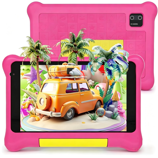 AEEZO 7" Kids Learning Tablet with Case for Toddler, 5GB RAM +32GB ROM, IPS HD Screen, Ukidoz Pre-install,Pink