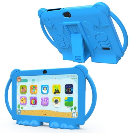 Kids Tablet, 7 inch Android Tablet for Kids, 4GB RAM 32GB ROM 1TB Expand, Toddler Tablet with Parental Control, IPS Screen, Dual Camera, Educational, Games, Shockproof Case for Boys/Girls (Blue)