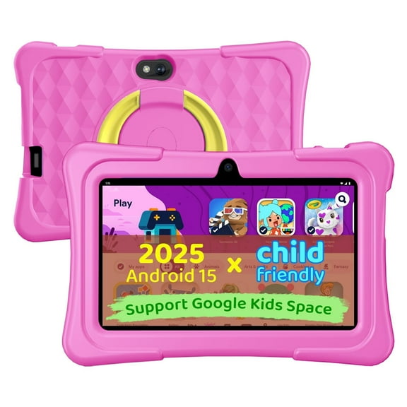 Kids Tablet, 7 inch Android 15 Tablet for Kids, 8GB+32GB 1TB Expand, Quad-Core Toddler Tablets with Shockproof Case, BT5.0, Wifi5, Parental Control, Games, Dual Camera