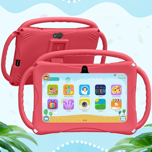 Kids Tablet, 7 inch Android 15 Tablet for Kids, 8GB+32GB 1TB Expand, Quad-Core Toddler Tablets with Shockproof Case, BT5.0, WiFi 5, Parental Control, Games, Dual Camera