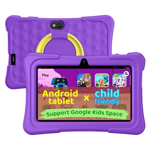 Kids Tablet, 7 inch Android 15 Tablet for Kids, 8GB+32GB 1TB Expand, Quad-Core Toddler Tablets with Shockproof Case, BT5.0, Wifi5, Parental Control, Games, Dual Camera