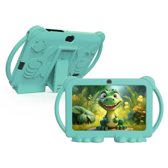 Kids Tablet, 7 inch Android Tablet for Kids, 4GB RAM 32GB ROM 1024GB Expand, Toddler Tablet with Parental Control, IPS Screen, Dual Camera, Educational, Games, Shockproof Case for Boys/Girls, Green