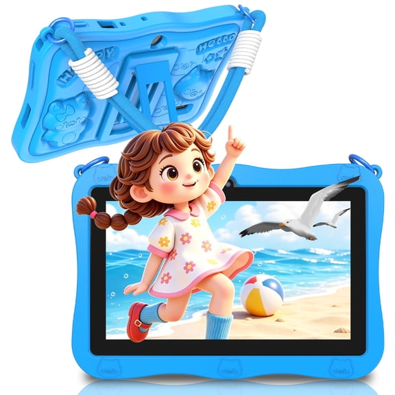 FITIFUN Kids Tablet 7 inch Android 13 Tablets,4(2+2)GB RAM 32GB ROM,Quad-Core,HD IPS Display, Wifi, Parental Control, Dual Camera-Blue