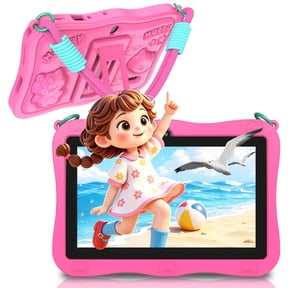 FITIFUN Kids Tablet 7 inch Android 13 Tablets,4(2+2)GB RAM 32GB ROM,Quad-Core,HD IPS Display, Wifi, Parental Control, Dual Camera-Pink