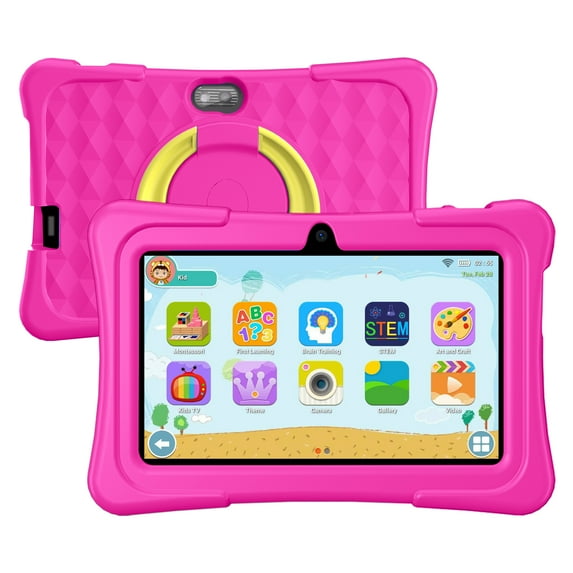 Kids Tablet, 7 inch Android Tablet for Kids, 6GB RAM, Toddler Tablet with Bluetooth,FM,GPS, WiFi, Parental Control, Dual Camera, GMS, Tablet Case, Kids App Pre-Installed