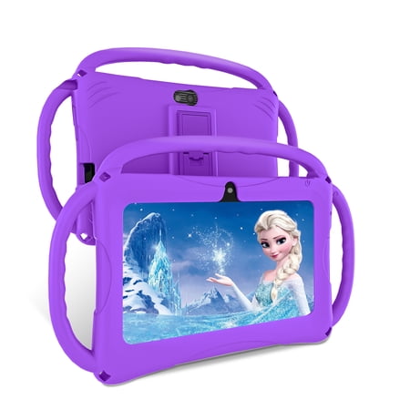 Kids Tablet 7 inch Android for Toddler, 6GB RAM 32GB ROM Bluetooth IPS Screen Parental Control Dual Camera Shockproof Case for Educational Games (Purple)
