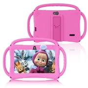 Kids Tablet 7 inch Android for Toddler, 6GB RAM 32GB ROM Bluetooth IPS Screen Parental Control Dual Camera Shockproof Case for Educational Games pink