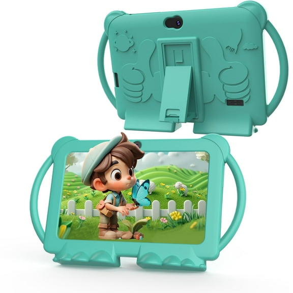 7 Inch Kids Tablet  Android Toddler Learning Tablet for Boys & Girls, 4GB RAM + 32GB ROM, WiFi BT, Dual Camera, Parental Control & Educational Games, Includes Protective Case