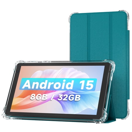 7 inch Tablet with Case Android 15, 8GB (3+5 Expandable) RAM, 32GB ROM, 5G & WiFi 6 cheap tablets, HD IPS Display, Dual Cameras tablets on sale clearance