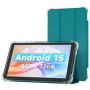 7 inch Tablet with Case Android 15, 8GB 3+5 Expandable RAM, 32GB ROM, 5G & WiFi 6 cheap tablets, HD IPS Display, Dual Cameras tablets on sale clearance
