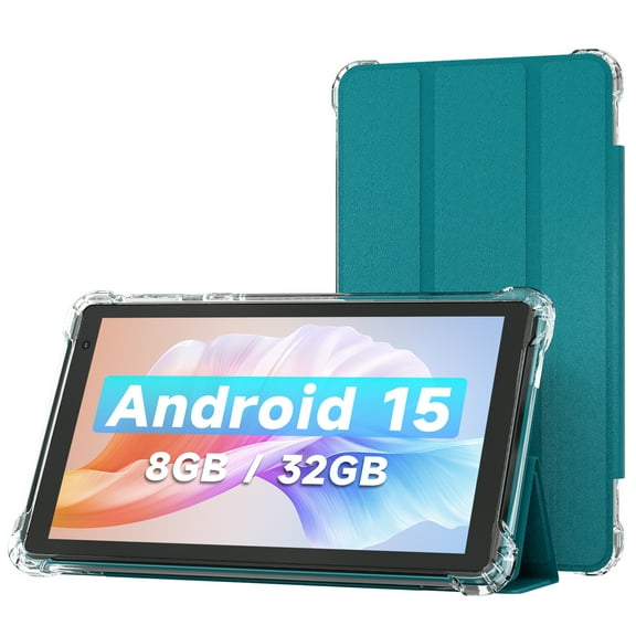 7 inch Tablet with Case Android 15, 8GB (3+5 Expandable) RAM, 32GB ROM, 5G & WiFi 6 cheap tablets, HD IPS Display, Dual Cameras tablets on sale clearance