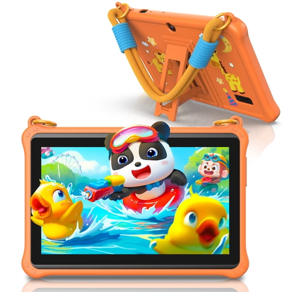 FITIFUN 7 inch Kids Tablet Android 13,4GB RAM 32GB ROM 1TB Expanded,Quad-Core,HD IPS Display, Wifi, Parental Control, Dual Cameras,Orange