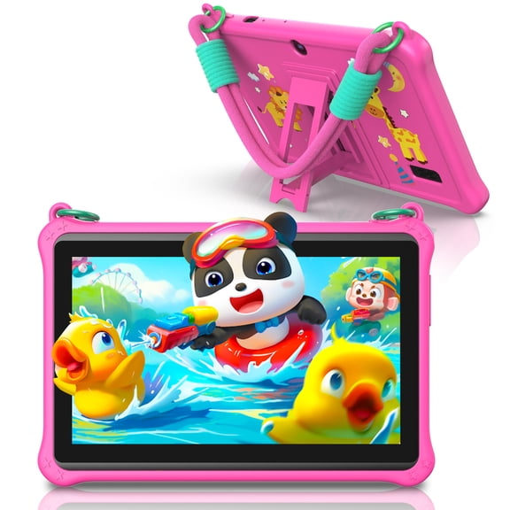 FITIFUN 7 inch Kids Tablet Android 13,4GB RAM 32GB ROM 1TB Expanded,Quad-Core,HD IPS Display, Wifi, Parental Control, Dual Cameras,Pink