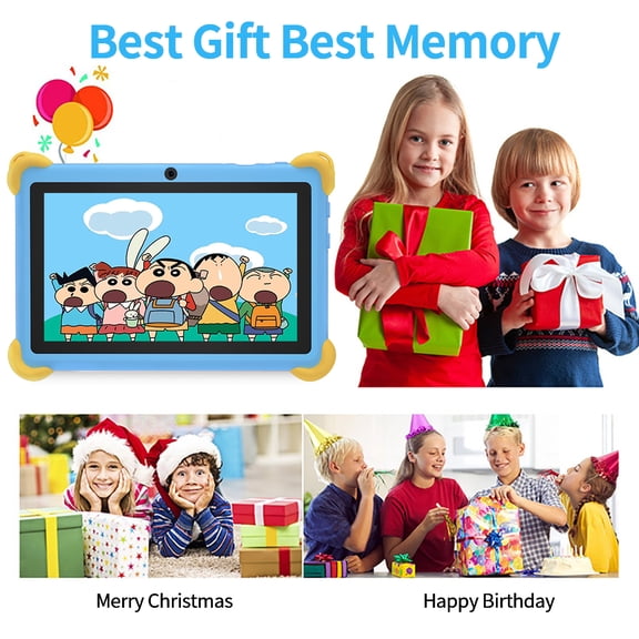 Kids Tablet 7 inch blue,Android 12 Children's learning machine,3GB RAM 64GB ROM,128GB Expansion,HD Display,Wifi, Children Tablet with Parent Control