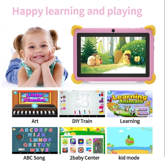 Kids Tablet 7 inch pink,Android 12 Children's learning machine ,3GB RAM 64GB ROM,128GB Expansion,HD Display,Wifi, Children Tablet with Parent Control