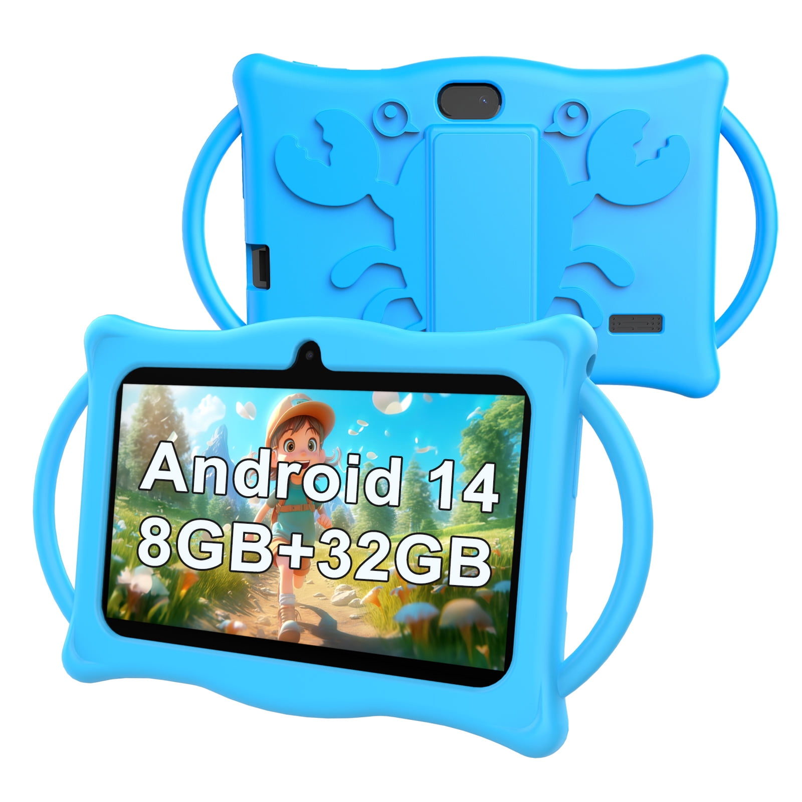 Kids Tablet 7Inches Android 14.0 with Case,RAM 8GB(4+4Expand)+32GB ROM ...