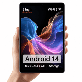 Callsky 8-inch Android 14 Tablet, 8GB RAM (3GB+5GB Extended), 64GB ROM, Octa-Core, Gray - Portable for Reading